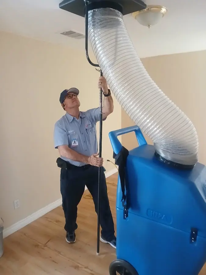 Mini Split Installation technician using HEPA equipment in Brookhaven